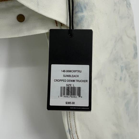 NEW! RE/DONE Size Large Cropped Denim Trucker Jacket Sunbleach $385 msrp I11-14 - Picture 8 of 10